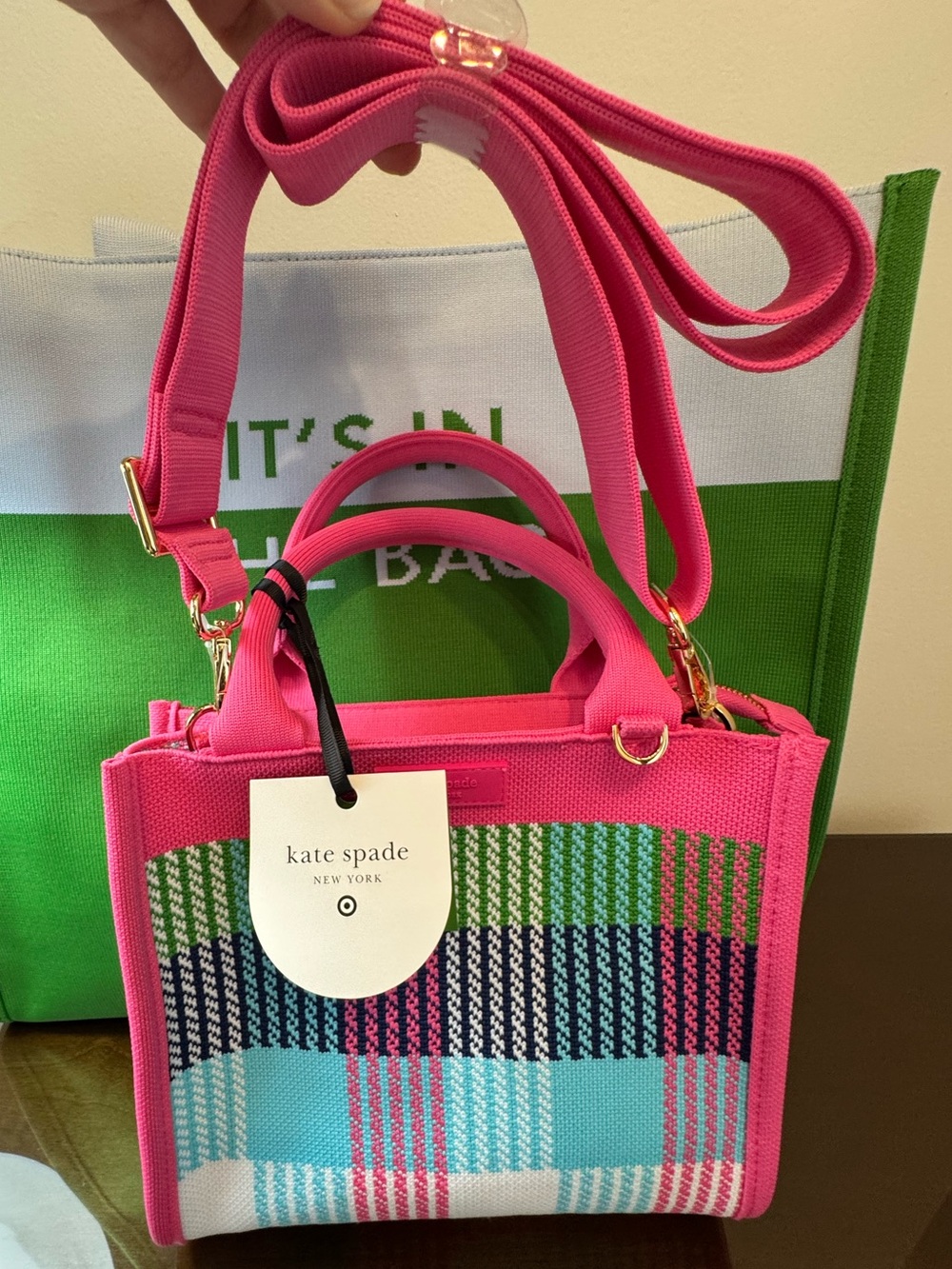kate spade Pink Multicolor Plaid Mini Tote